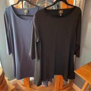 JM Collection Scoop Neck Tunic Top Bundle Navy and Black 1x